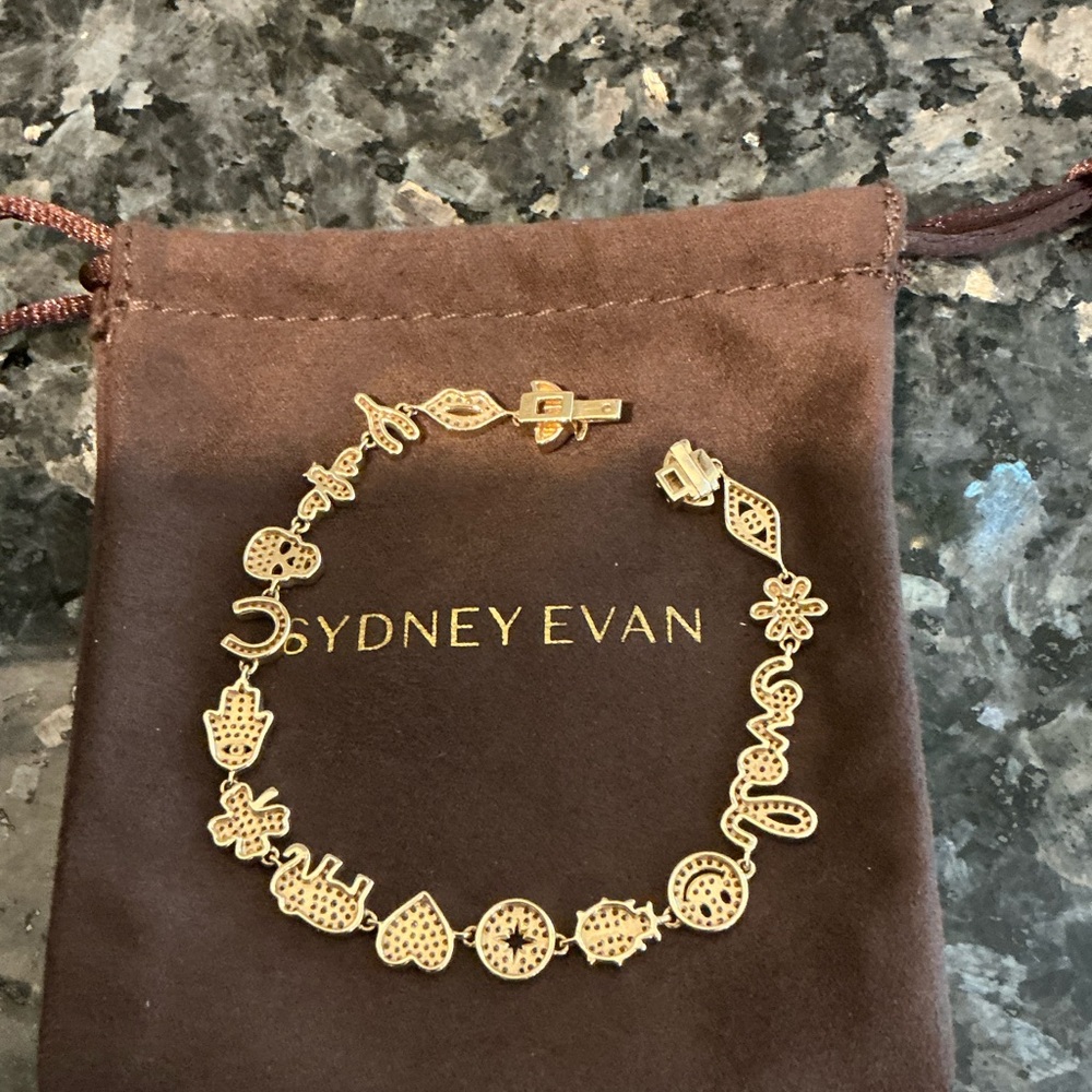 BRAND NEW BEAUTIFUL SYDNEY EVAN SMALL DIAMOND GOLD ICON ANNIVERSARY BRACELET - Picture 7 of 16